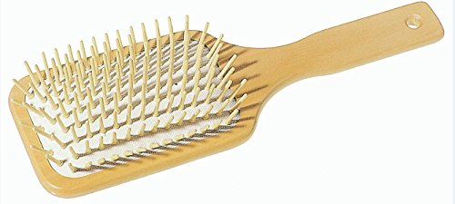 Paddle Hairbrush with Waxed Beechwood Handle and Maple Woos Pins, Large, 9 1/2 inches, by Nessentials, Germany