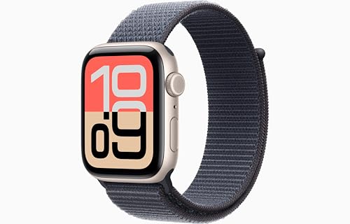 Apple Watch SE 3 [GPS + Cellular, 44mm] Starlight Aluminum Case with Anchor Blue Sport Loop Band, One Size (Renewed)