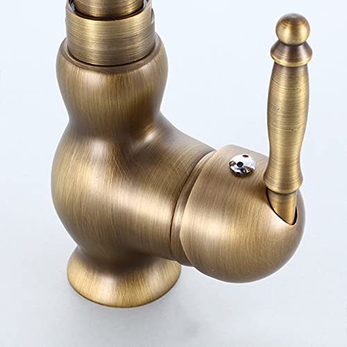 Robinet de cuisine pivotant à 360° en laiton antique monotrou - 3
