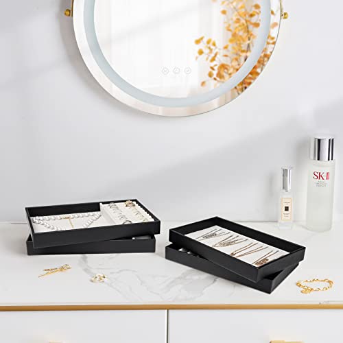 Image of ProCase Stackable Jewelry Organizer Trays for Drawers, Jewelry Drawer Inserts Container Display Case Storage for Earring Necklace Rings Bracelet with Removable Dividers -Black, 4 Layers