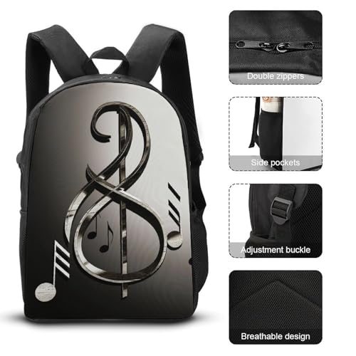 Music Symbol Backpack Set Lightweight Bag Lunch Box Pencil Bags for Women Men Bookbags 3 in 13