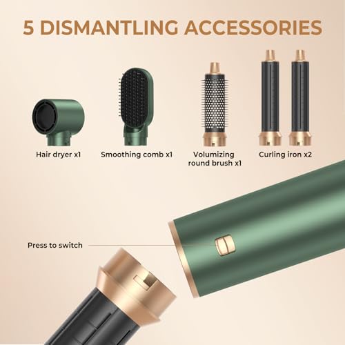 Image of 5 in 1 Blow Dryer Brush, Negative Ion Hair Dryer Brush Set Upgrade Hot Air Brush Air Styler Curling Wrap Air Curler, Curling Iron Hair Styling Tools As A Gift for Straight /Curl /Drying /Smoothing
