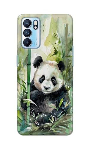 Image of Printed Hard Back Cover for Oppo Reno6 5G | Oppo Reno 6 5G Back Cover (Panda -J1) -190724(EA)
