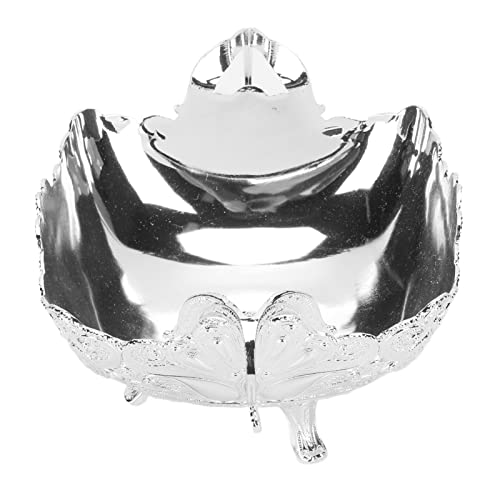 Footed Fruit Bowl, Silver Fruit Bowl for Kitchen Counter Fruit Trays for Serving for Party Decorative Plate for Temples Sacrifices Home Decoration 4.7 x 7.1 x 3.4in