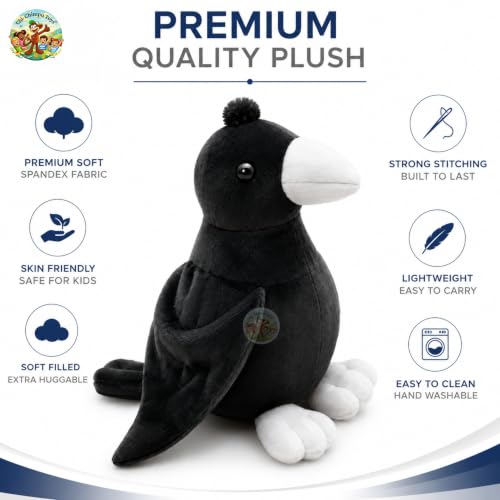 Image of CHI-CHIMPU Crow Soft Toy for Kids 37 cm | Plush Stuffed Bird Animal Toy | Cute Huggable Soft Toy for Boys and Girls | Birthday Gift, Kids Toys & Soft Toys Collection