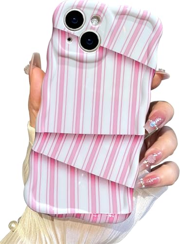 Coque iPhone 15 rayée Jolie protection caméra en TPU souple vagues