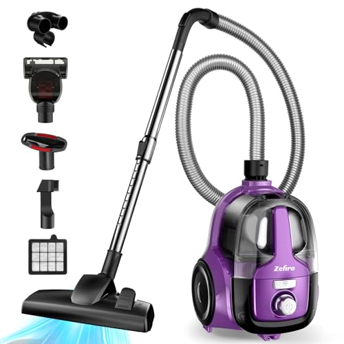 Zefiro Canister Vacuum Cleaner, 28Kpa Bagless Canister Vacuum for Home,