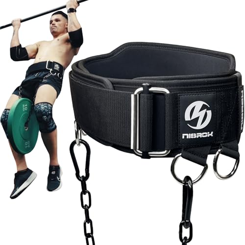 2-in-1 Weightlifting Belt & Dip Belt with 41 IN Steel Chain Double-Layer Design Powerlifting Gym Belt for Pull Up Squat Deadlifts & Added Weight Training Unisex for Men & Women(Large)