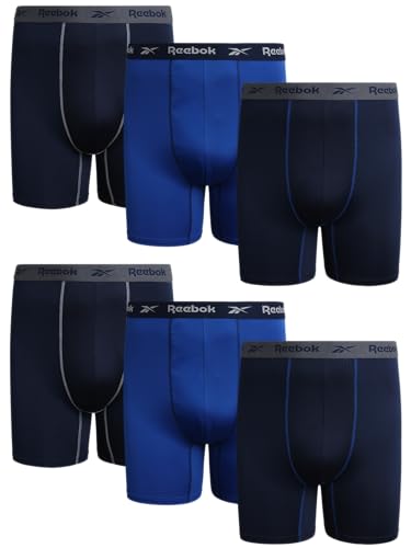 Reebok Mens Boxer Briefs - 6 Pack Long Leg Breathable Performance Big and Tall Boxers for Men (Sizes: 2X-4XL)