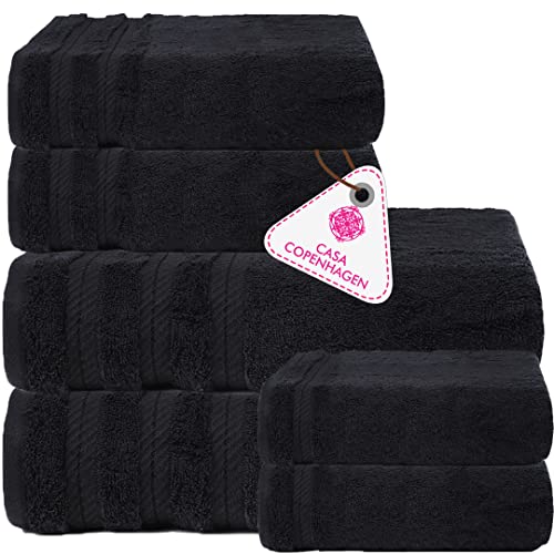 Casa Copenhagen Juego de toallas turcas de 6 piezas de algodón egipcio de 600 g/m², incluye 2 toallas de baño, 2 toallas de mano, 2 paños de baño, color negro oscuro Cover