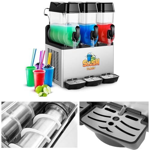 Royal Catering Slush-Eis-Maschine Slushie Maker RCSL 3/12 (3 x 12 L, 980 W, -2 bis -3 °C, BPA-frei,...