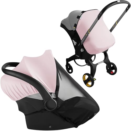 Image of Car Seat Cover Baby - Infant Newborn Carseat Cover for Summer - Doona Car Seat Cover - Mosquito Net for Car Seat - Breathable Sunshade Extension Canopy Bug Protector