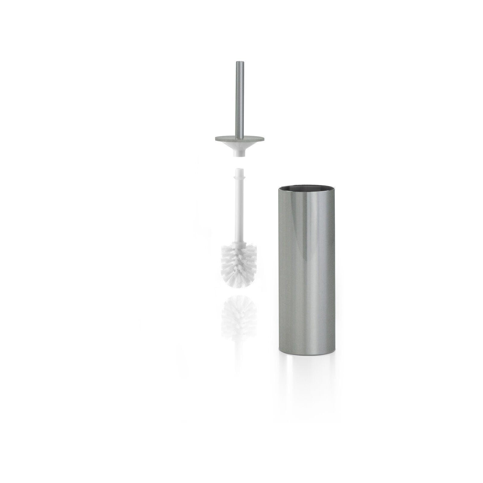 INDA - Accesorios de Baño, Serie My Like, Escobillero de Pared o de Pie en Acero Inoxidable Cepillado, Dimensiones 8,3 x 8,3 x 38,3 cm