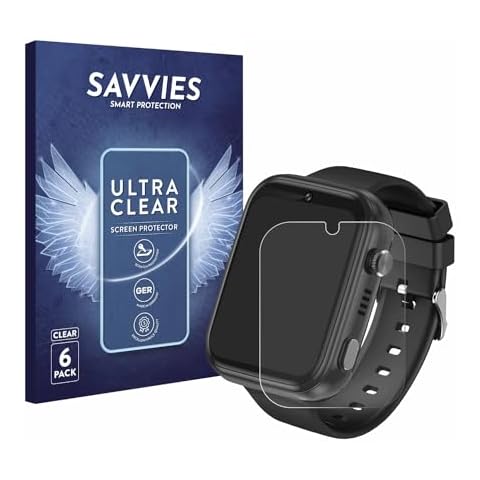 Savvies 6 Pack Screen Protector compatible with Okyuk 4G Kids Smartwatch T45 Protection Film Clear Cover
