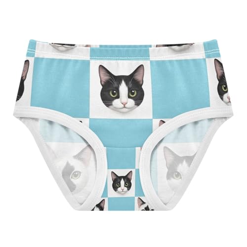 Toddler Panties, Black White Cat Checkerboard Cotton Underwear Girls, 2–8 Years