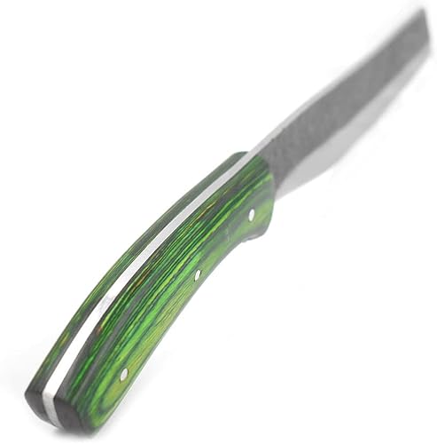 Miniatura 6 de Wild Turkey Handmade Colección 17'' Cuchillo de caza de bushcraft de hoja fija con funda de cuero (verde)