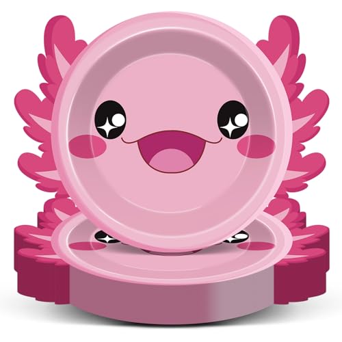 60Pcs Pink Axolotl Shaped Birthday Party Decorations Reptile Anim...
