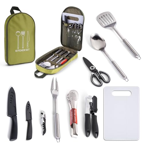 10Pcs Camping Cooking Utensils Set Camping Kitchen Utensil Organizer Travel Set Camping Utensils Kit the Ideal Choice for Camping Cooking Backpacking Outdoor