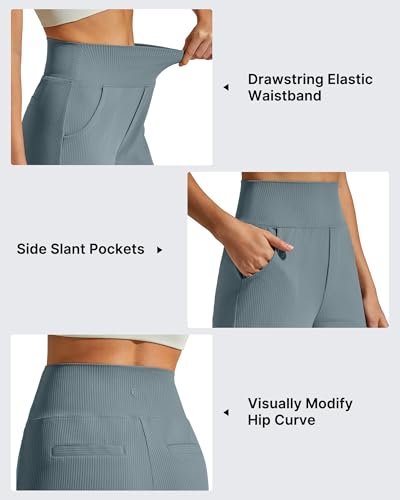 G4Free Women Lounge Pants with Pockets Breathable Yoga Sweatpants Wide Leg Scrub Pants Travel Casual (Gray Blue,S,Petite) - image 3