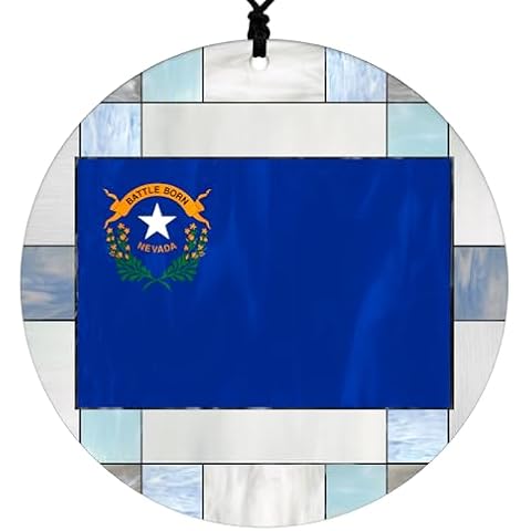 Nevada Christmas Ornament - Faux Stained Glass Design Effect Featuring State Flag - 2024 Acrylic Tree Decoration - Holiday Gift and Home Decor Cover