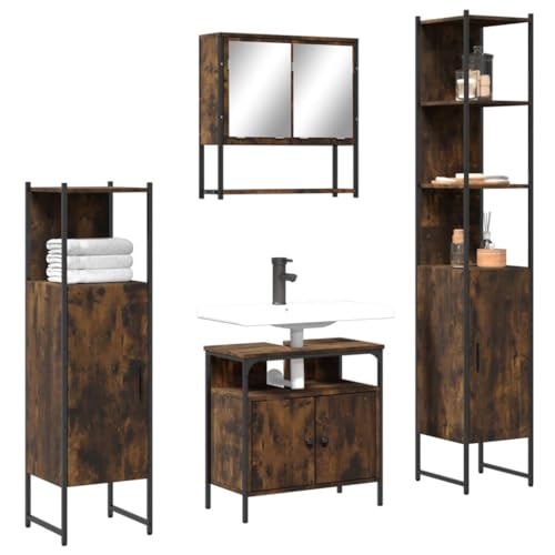 CHARMMA Bathroom Furniture Set Smoked Oak,Bathroom Furniture Sets-3214707