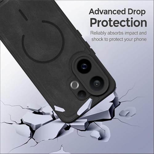 Image of SBMS Back Cover for Vivo V60 5G /T4 Pro /V60E | Ultra Slim Soft Rubberised Hard Case | Oil Feel Soft Leather Back | Mag-Safe Design (Mag-Safe Not Support) | Camera Protection Case for Vivo V60 (Black)