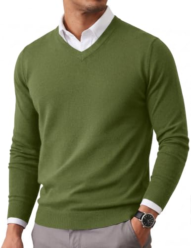 Image of COOFANDY Mens Casual V Neck Sweater Knit Slim Fit Long Sleeve Pullover Top