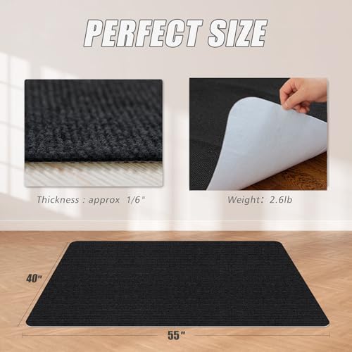 Image of Sycoodeal Office Chair Mat,Computer Gaming Desk Chair Mat for Hard Wood & Tile Floor,Large Anti-Slip Floor Protector Rug,Easy to Clean,40 inch X 55 inch Black