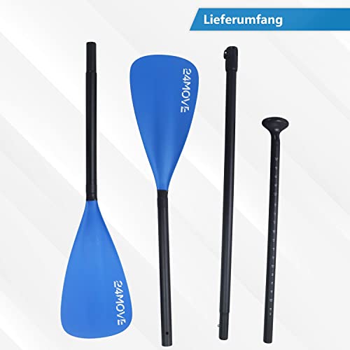 Foto von 24MOVE® Paddel Doppelpaddel 2 in 1 Teleskoppaddel Stechpaddel für SUP Stand Up Board, Kajak, Leicht aus Aluminium 230cm, verstellbar