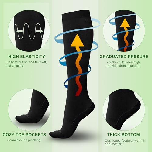 Bamboo Viscose Compression Socks for Women&Men 20-30 mmHg Knee High Support Thick Sock for Nurses, Pregnancy, Travel3