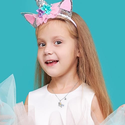 Unicorns Gifts for Girls Necklaces, White Gold Plated Unicorn Necklace for Girls Letter Pendant Unicorn Necklace Initial Necklaces for Girls Kids Jewelry Unicorn Gifts for Girls3