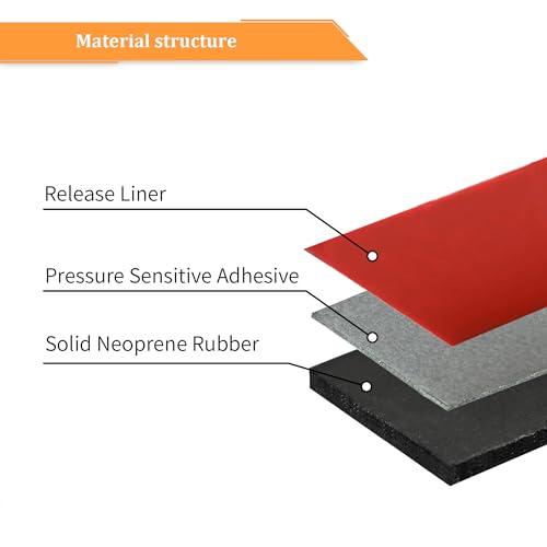 image for DOBTIM Solid Neoprene Rubber Strips with Adhesive Backing 1/16 (.062)