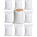 10 Stück PP-Gewebesäcke 65 x 110 cm, Weiße Polypropylen-Säcke, Wiederverwendbarer Transportsack & Lagersack für Getreide Futtermittel Kohle Gartenabfälle und Bauschutt