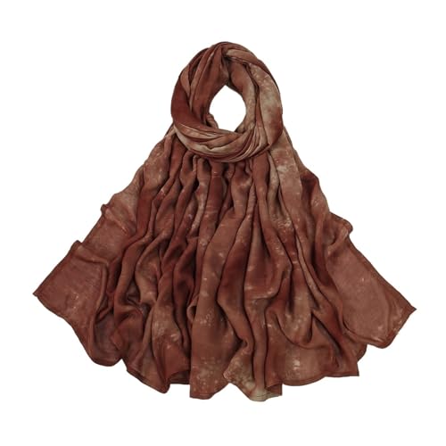 WENH Chal vintage degradado for mujer, mezcla de algodón y rayón, transpirable, resistente al viento, teñido en hilo.(9)