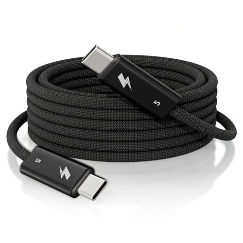 Image of 240W Thunderbolt 5 Cable Fast Charging, 6.6FT USB5 C to C Thunderbolt 5 Cable 80Gbps Data Transfer up to 120Gbps,Supports 8K /4K Displays Braided USB C Fast Charging Cable for iPhone 17 /16 /15,Mac Book