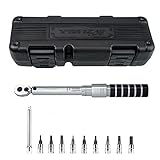 Venzo 1/4 Inch Driver Click Torque Wrench Set - 2 to 15 Nm - Small Adjustable - Great Maintenance Tool for MTB, Mountain, Road Bike & Motorcycle - All Bits are Included As a Kit