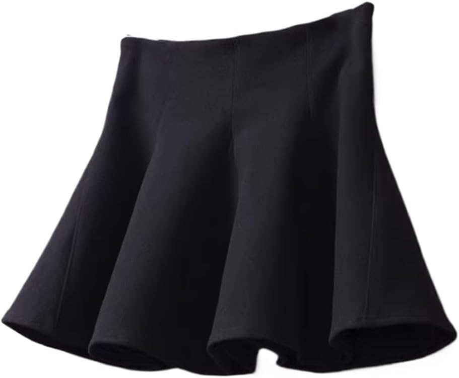 LIXINGHEITANG Spring and Autumn Summer Black Short Skirt Womens Elastic Waist Puffy Pants
