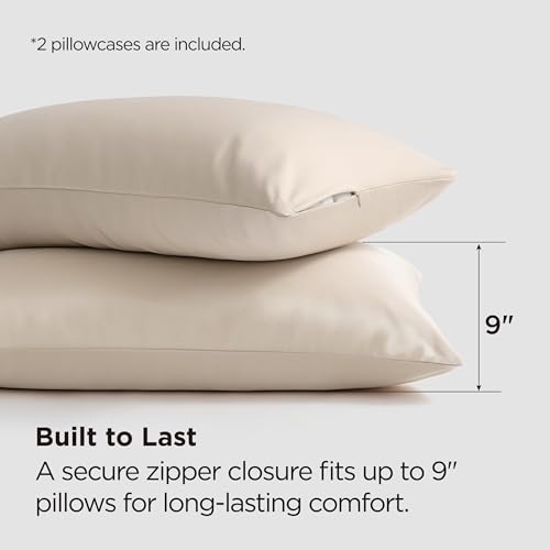 Image of Bedsure Zipper Pillow Cases Queen Size from Rayon Derived from Bamboo | Cooling Pillowcase for Hot Sleepers, Soft & PureWoven Pillow Covers, Gift, Beige, 20x30 Inches