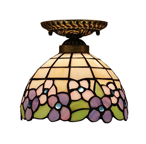 Plafonnier en vitrail floral 8 pouces YRYRYW E27 pour couloir et chambre
