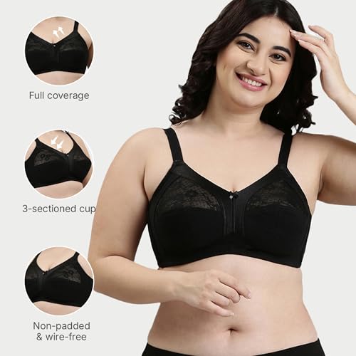 Image of Enamor Innovations Fabcool M-Frame Side Shaper Panel Women's Cotton Everyday Bra - Non Padded, Wirefree, Full Coverage - A014 (Available in Plus Sizes)