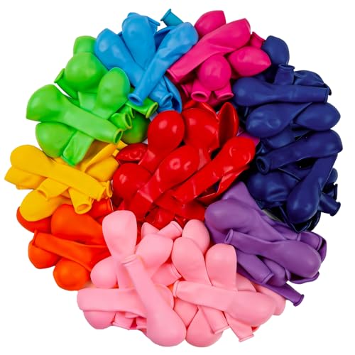 PartyWoo Assorted Colors Rainbow Balloons 50pcs 5 Inch Multicolor Colorful Primary Color Balloon for Graduation Baby Shower Unicorn Fiesta Flower Spring Rainbow Theme Birthday Party Decorations