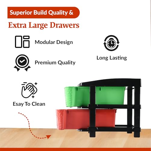 Image of Kuber Industries 2-Layer & 19 Ltr Plastic Drawer Storage Organiser | Modular Kitchen & Toy Organizer For Kids Room | Drawers Storage Organizer Rack | Multicolor