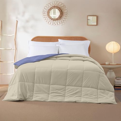 Image of Modern Threads Down Alternative Reversible Comforter Blue /Cream Queen