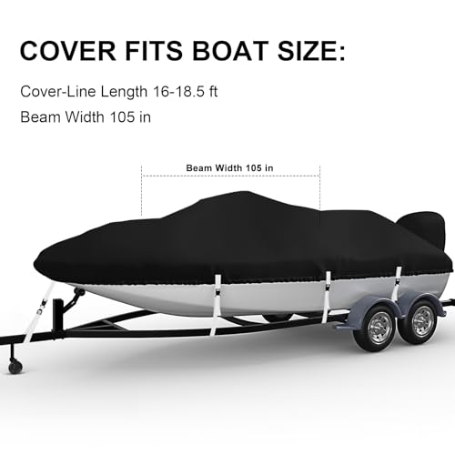 Waterproof Bass Boat Cover 23-25 ft with Motor Cover, 1200D Heavy Duty Bass Boat Covers 23-25 ft, PU Marine Grade Polyester, Fits Bass, V-Hull, Runabout, Jon, Fishing, Ski, Beam Width 124 inch by RZKHDZHM - Image 6