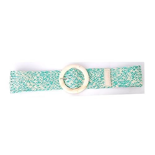 Women's Elastic Braided Belt Summer Boho Holeless Woven Belt Plastic Buckle Stretch Rattan Belt for Dress4
