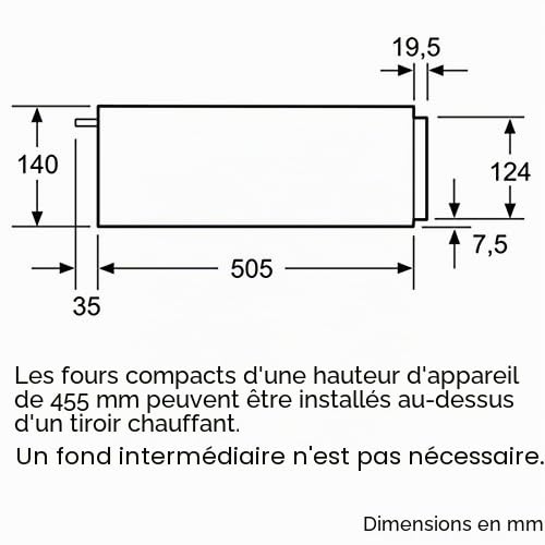 SIEMENS Tiroir chauffe plat BI510CNR0, hauteur 14 cm, Température de 40° à 80°