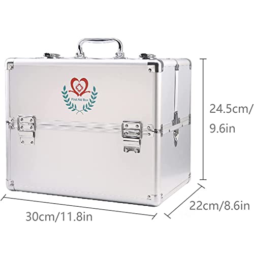 Kit de primeros auxilios portátil con compartimentos con cerradura, almacenamiento multicapa para artículos esenciales de emergencia en casa, viajes o trabajo
