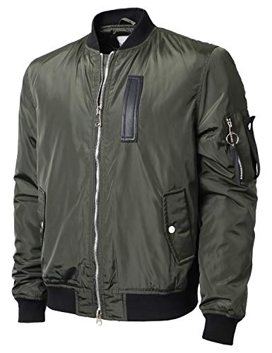 WIV Mens Bomber Jacket Active MA-1 Slim Fit Lightweight Windbreaker (Medium, 2012 Olive)