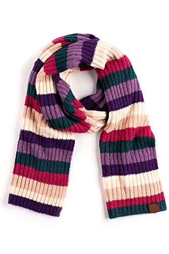 ScarvesMe Women's Brilliant Multi Color Striped Knit Winter Fall Warm Oblong Scarf