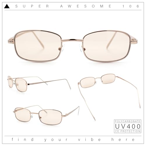 Mens Small Snug Narrow Rectangular Pimp Metal Rim Sunglasses4